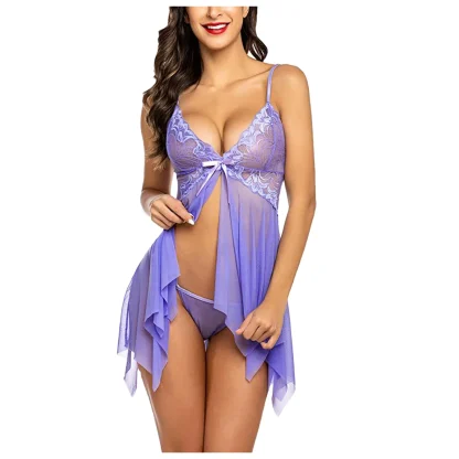 V-neck Mesh Babydoll Dress - Image 6