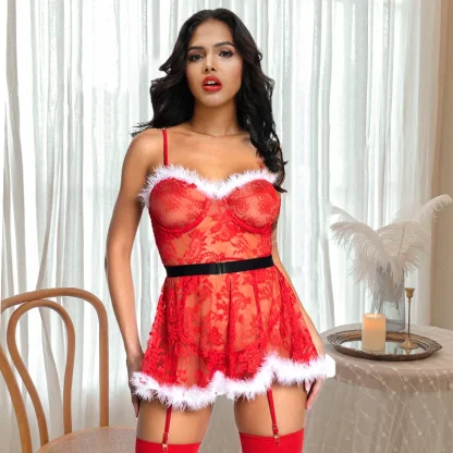 Lacey Christmas Babydoll Dress - Image 2