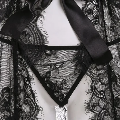 Sheer Lace V-neck Babydoll Dress - Image 5