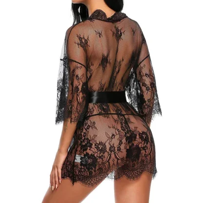 Sheer Lace V-neck Babydoll Dress - Image 4