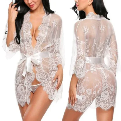 Sheer Lace V-neck Babydoll Dress - Image 6