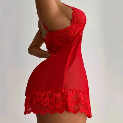 Sheer Lace V-neck Babydoll Dresses - Image 5