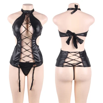 Sexy Lace-up Catsuit Babydoll Dress - Image 4