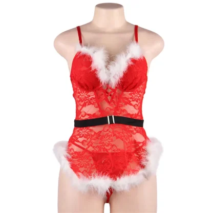Sexy Christmas Lace Babydoll Dress - Image 4