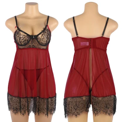 Sheer Lace Split Back Babydoll Dress - Image 4