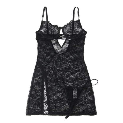 Sheer Lace Side Slit Babydoll Dresses - Image 5