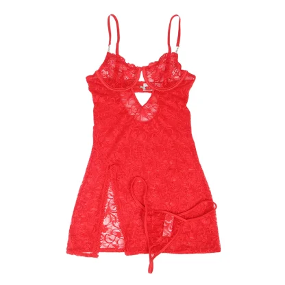 Sheer Lace Side Slit Babydoll Dresses - Image 6