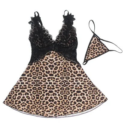 Plus Size Leopard Print Babydoll Dress - Image 7