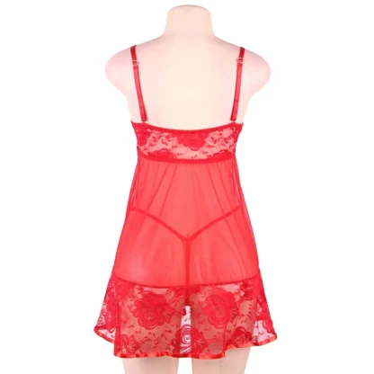 Soft Red Lace Babydoll Dress - Image 6