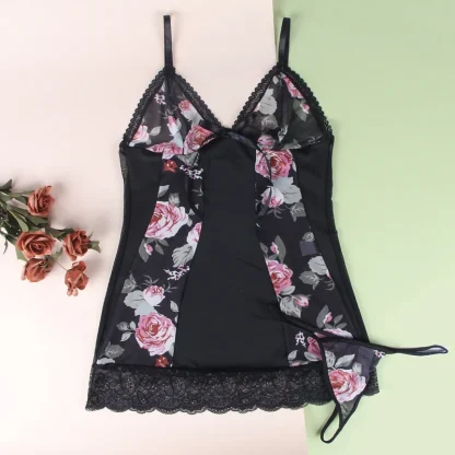 Floral Mesh Babydoll Nightdress - Image 4