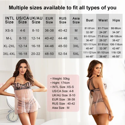 Plus Size Mesh Babydoll Nightdress - Image 7