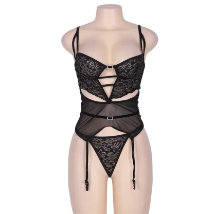 Plus Size Mesh Floral Babydoll Dress - Image 5