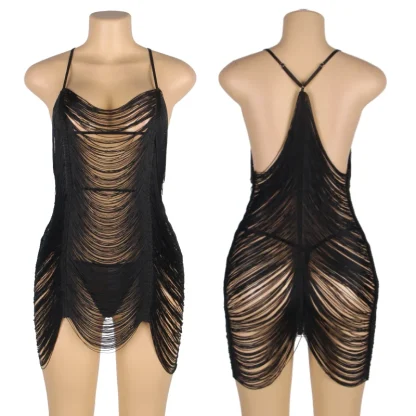Hollow Out Tassel Babydoll Dresses - Image 5