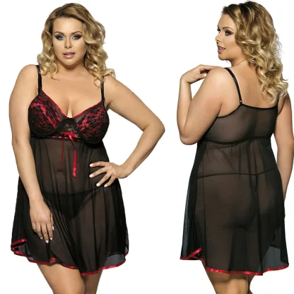 Plus Size Mesh Babydoll Dress